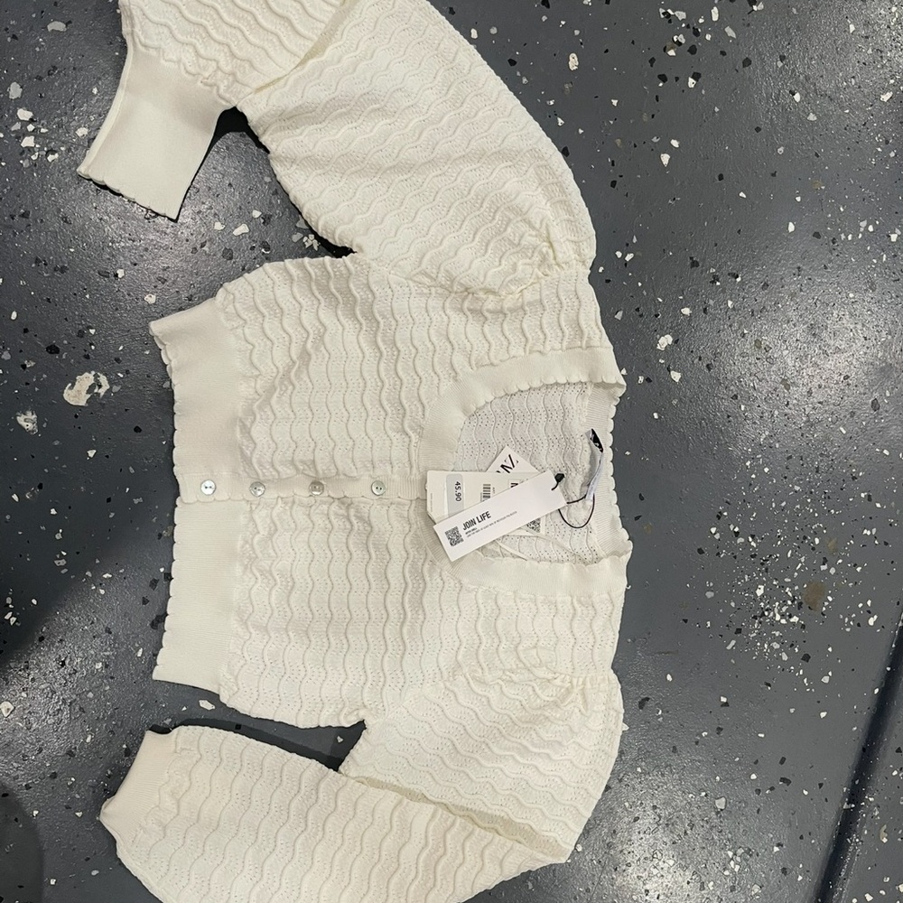 Zara Cream Textured Cardigan - Picture 3 of 3